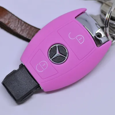 Produktbild von Auto Schlüssel Hülle Silikon Schutz Cover Rosa kompatibel mit Mercedes Benz Sprinter W906 E C-Klasse 2 Tasten Smartkey