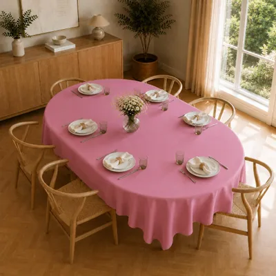 Immagine prodotto di Tovaglia ovale 160 x 220 cm per tavolo da cucina e da pranzo in rosa scuro