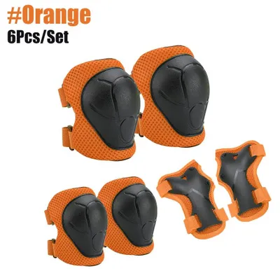 Image de Protège-genoux pour enfants, protège-coudes, pour les enfants de 3 à 7 ans, bébés, garçons et filles. Équipement de protection 6 en 1, ensemble de sécurité avec protections pour les poignets, idéal pour le patinage et le vélo. Couleur : orange