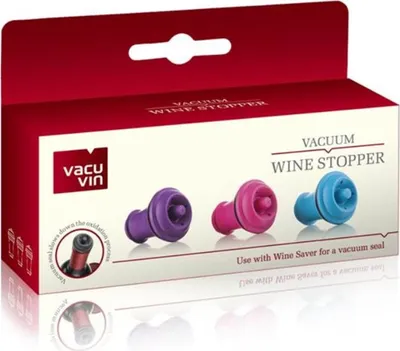 Obrázek produktu pro Vacu Vin zátka na víno Vakuová zátka na víno - barevná - 3 kusy