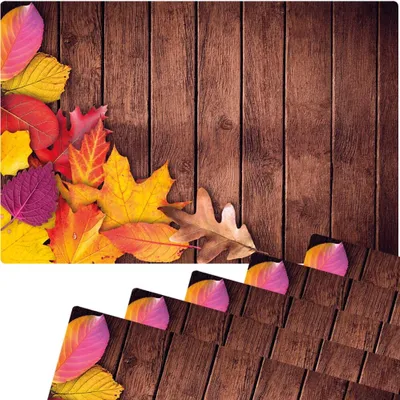 Produktbild von Abwaschbare Tischsets 6er Set Herbst-Laub Holz-Optik