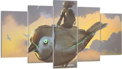 Produktbild von Bild auf Leinwand - Leinwandbild - Fantasie Vogel - 160x85cm - Wand Bild - Wanddeko - Wandbilder - Leinwanddruck - Bilder - Kunstdruck - Wanddekoration - Leinwand bilder - Wandkunst - EA160x85-3933