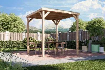 Produktbild von Pavillon Holzpavillon Unterstand Grillunterstand Fahrradunterstand Mülltonnenunterstand CUBECO 231x231x243 cm