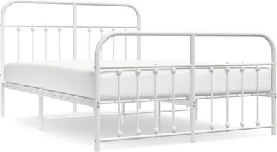 Produktbild von vidaXL Bettgestell mit Kopf- und Fußteil Metall Weiß 140x200 cm
