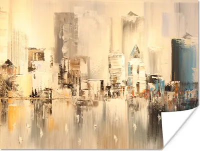 Produktbild von MuchoWow® Poster Gemälde - Öl - Abstrakt - Skyline 120x90 cm - Wandbild