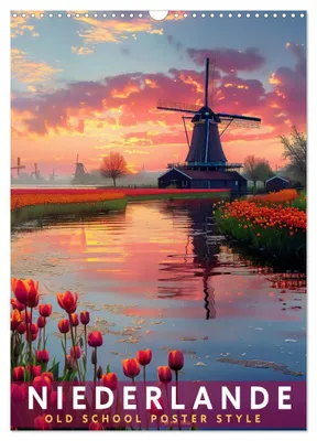 Produktbild von Niederlande - Old School Poster Style (Wandkalender 2027 DIN A3 hoch), CALVENDO Monatskalender