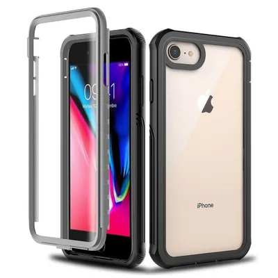 Immagine prodotto di custodia per iPhone 8, paraurti ibrido in TPU resistente, copertura trasparente antiurto, protezione completa per iPhone 7 / iPhone 8