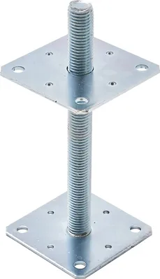 Produktbild von TRIBECCO® Pfostenträger Vertikal Verstellbarer (110 x 110 x 250 / Gewinde M 24), Stützenfuß Höhenverstellbar Verzinkt Bodenfuß Betonfuß Zum Aufschrauben Regulierbar