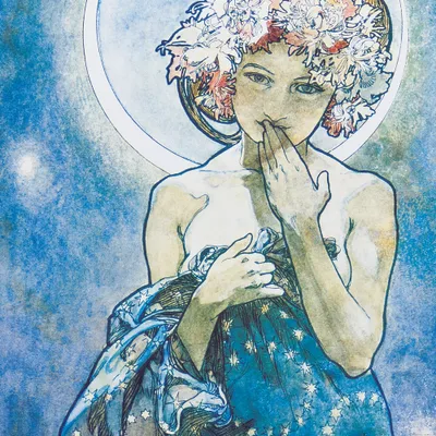 Produktbild von Alphonse Mucha Kunstdruck Bild - Der Mond, 1902 (100 x 100 cm)