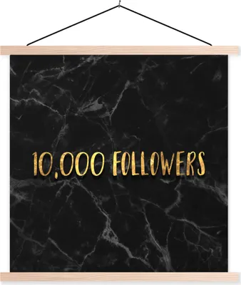 Produktbild von MuchoWow® Textilposter Soziale Medien - Instagram - Gold - Marmor 120x120 cm mit holzfarbenen Rahmen - Textil-Poster
