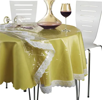 Produktbild von Peyer Tischdecke Glasklarfolie mit Spitze transparent 130x160 cm