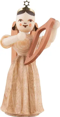 Produktbild von Faltenlangrockengel mit Leier, natur (6,6cm) von Blank Kunsthandwerk