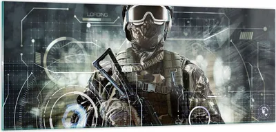 Produktbild von Bilder auf glas - Soldat Gewehr - 100x40cm - Glasbilder - Wandbilder - Kunstdruck - zum Aufhängen bereit - Wanddekoration aus Glas - Glas Bilder - Wandbild auf Glas - Einteilig - GAB100x40-4071