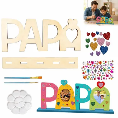 Productafbeelding van Houten letterdecoratie set voor een fotolijst, cadeau voor papa, geschikt voor Vaderdag of een verjaardag, zelf te maken