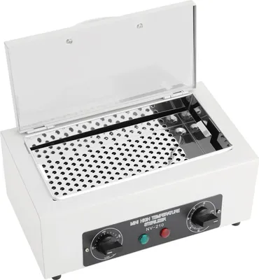 Zdjęcie produktu dla Sterylizator do narzędzi do paznokci – sterylizator na sucho – pojemność 2 l – temperatura 50–220 °C – timer 0–60 min – napięcie 220 V, wtyczka UE – kolor biały