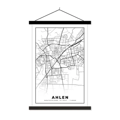 Produktbild von MuchoWow® Textilposter Karte - Ahlen - Stadtplan 120x180 cm mit schwarzem Rahmen - Fotos