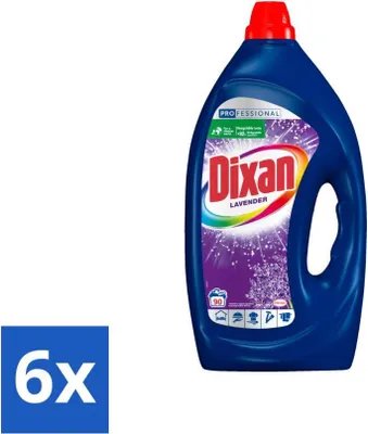Produktbild von Dixan - Flüssigwaschmittel - Frischer Lavendel - Professional - 90 Wäschen - Vorteilspack - 6 Stücke