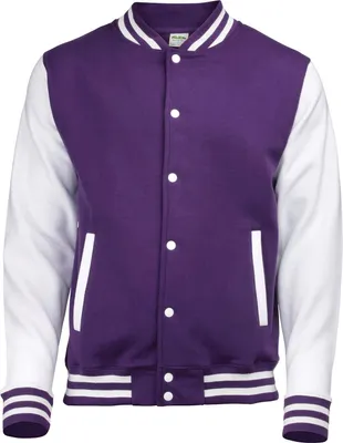 Image de Awdis - Veste Varsity (style collège américain) pour homme/femme unie PC7377 (L) (Violet/Blanc)
