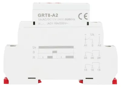 Zdjęcie produktu dla Jednofunkcyjny przekaźnik czasowy na szynę DIN, sterowanie przemysłowe, automatyczny timer GRT8-A2 (AC/DC12V-240V)