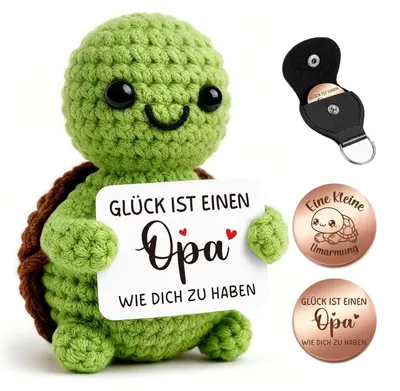Productafbeelding van Handgehaakte Schildpad met Geluksmunten voor Opa