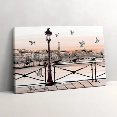 Produktbild von Sonnenuntergang über der Seine – Leinwandbild Wandbild – 30x20 cm – Leinwandbilder – Wandbilder – Schlafzimmer – Flur
