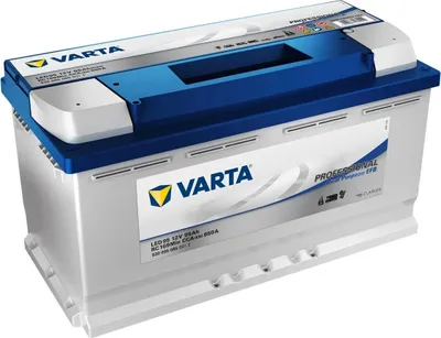 A VARTA Professional Dual Purpose LED95 Versorgungsbatterie 12V 95Ah car battery is shown against a white background.