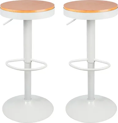 Produktbild von 2er Set Barhocker Sitzfläche aus holz Barstuhl Tresenhocker Küchenstühle Weiß