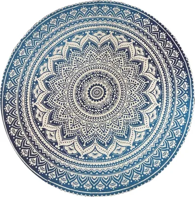 Obrázek produktu pro Kulatá plážová deka s motivem mandaly, vyrobená z bavlny, průměr 127 cm, vhodná pro piknik a jógu