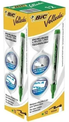 Obrázek produktu pro Zelený stíratelný fix Velleda (12 ks) BIC