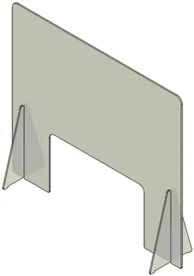 Produktbild von Casa Padrino Kunststoff Sicherheitsscheibe mit Durchreiche Transparent 80 x H. 70 cm - Schreibtisch Empfangstheken Spuckschutz