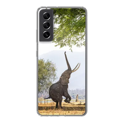 Produktbild von MuchoWow® Handyhülle Schutzhülle Hülle für Samsung Galaxy S21 FE Elefant - Baum - Blätter Silikon Softcase Handy Hülle - Mobiltelefonhülle