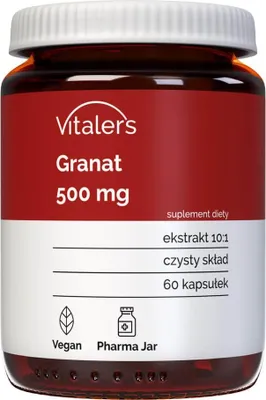 Immagine prodotto di Vitaler's Melograno 500 mg - 60 capsule, vegano, integratore alimentare per 2 mesi, senza conservanti, composizione pura