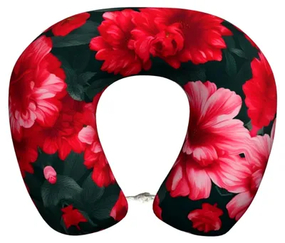 Produktbild von Reisekissen mit Nackenstütze, abnehmbarer Bezug, Rot / Rosa