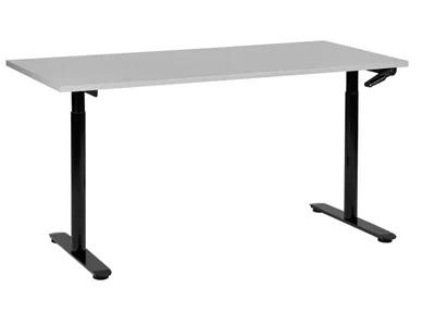 Produktbild von BELIANI Schreibtisch Grau/Schwarz Melamin 160x72 cm Manuell Höhenverstellbar Rechteckig mit Kurbel Rundes Metallgestell Modern Büro Steh-Sitz-Tisch
