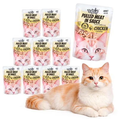 Produktbild von Tuftuf | Feuchtfutter für Katzen - 10x100g - Zarte Stücke In Sauce - Hühnerfleisch - Nassfutter