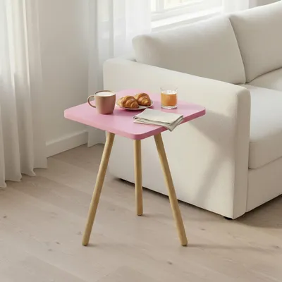 Produktbild von Carenza Home Beistelltisch Rosa 34x45 cm Holzbeine Sofatisch Couchtisch Nachttisch Skandinavisch Modern