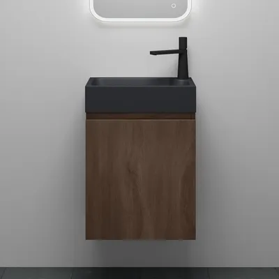 Produktbild von Mai & Mai Badmöbelset Badezimmermöbel bestehend aus Mineralguss Waschbecken und Waschbeckenunterschrank in Eiche Stirling, BTH: 46x26x63cm Pisa02