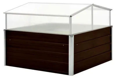 Produktbild von Gewächshaus aus verzinktem Stahl, langlebiges Material, abnehmbares Dach, Blumenkasten für Balkon, Hochbeete, Pflanzkübel für den Außenbereich, braun, 100x100x85 cm