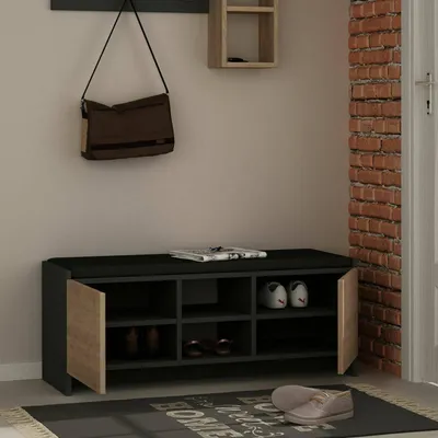 Immagine prodotto di Dmora Scarpiera Axar 37x110x43h cm Nero Antracite, 4-5 Paia 2 Ante