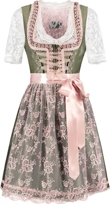 Produktbild von Dirndl Deluxe Grün-Oudroze, Kanten Schürze 44