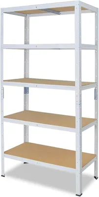 Productafbeelding van Metalen Stellingkast - Opbergrek Huis - Orde Scheppen - Schroefloze Montage - 180x90x45 cm - Wit