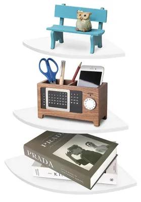 Produktbild von 3 Ebenen Eckregal Wandregal Bücherregal Lagerregal Weiß PVC