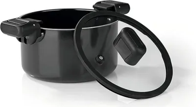 Image de N8WERK Casserole économique en fonte d'aluminium 5,8 L | Poignées thermorésistantes, couvercle en verre avec bord en silicone | Convient à tous les types de cuisinières, y compris à induction **