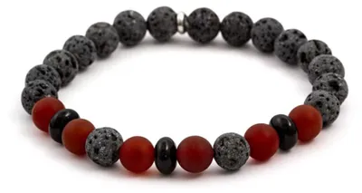 Produktbild von Perlenarmband aus Onyx, Lavastein und Karneol MINK65 - Lä nge: 17 cm
