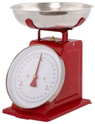 Produktbild von Retro Analoge Küchenwaage Schwarz Metall bis 3 kg mit waschmaschinenfestem Behälter