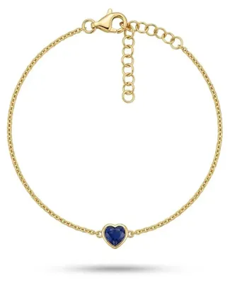 Produktbild von Suzan Gold® 925 Sterling Silber Armband Damen blaues Herz Zirkonia filigran elegant wasserfest Geschenk Blue Heart Bracelet hochwertig