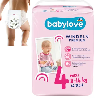 Immagine prodotto di babylove Pannolini Premium taglia 4, maxi 7-18 kg, 1 x 42 pezzi