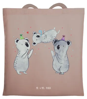 Produktbild von Mr. & Mrs. Panda Tragetasche Koalas Geburtstag - Braun Pastell - Geschenk, Schultasche, festivaltasche, Geburtstage, Laptoptasche, Happy Birthday, Tote Bag, Jutebeutel