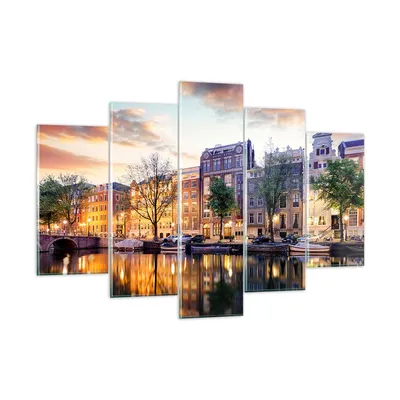 Produktbild von Bilder auf glas - Holland Kanal - 150x100cm - Glasbilder - Wandbilder - Kunstdruck - zum Aufhängen bereit - Wanddekoration aus Glas - Glas Bilder - Wandbild auf Glas - 5 Teile - GEA150x100-4068
