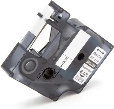 Produktbild von vhbw Schriftband-Kassette kompatibel mit Dymo Rhino 6000 Etiketten-Drucker 5,5m x 12mm Schwarz auf Transparent, Polyester